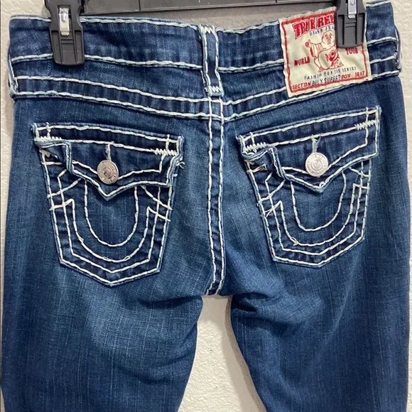 True Religion Blue Boot Leg (flared) Jeans with Contrast Stitching - Picture 5 of 7